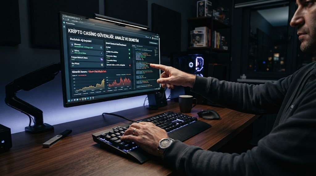 kripto casino guvenligi detaylarını inceleyen oyuncunun gözünden ekran görünümü.