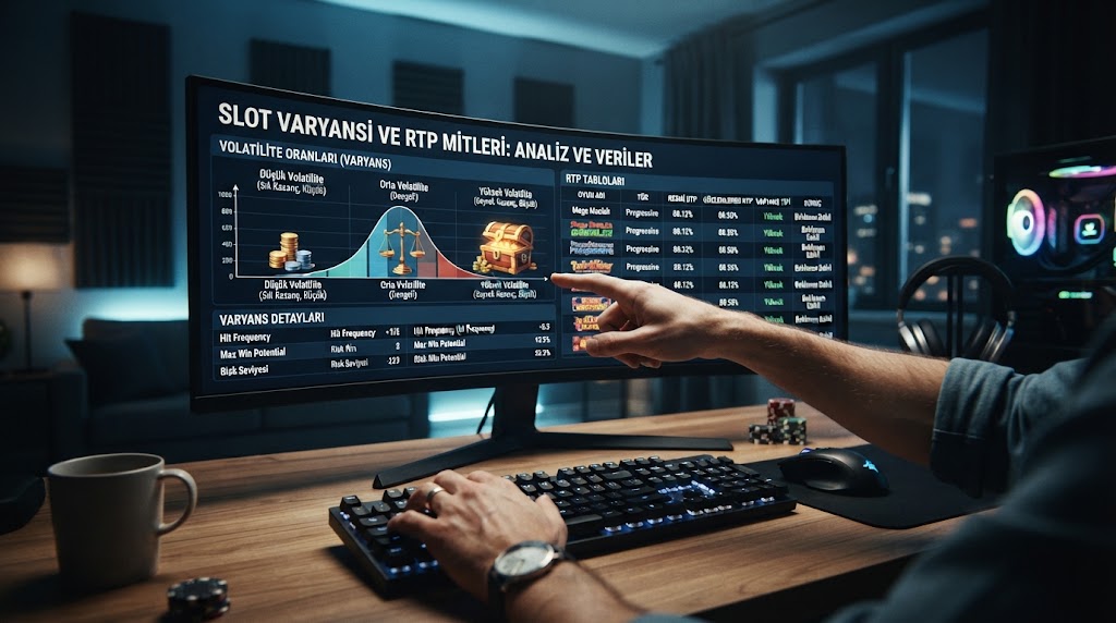 slot varyansi ve rtp mitleri detaylarını inceleyen oyuncunun gözünden ekran görünümü.